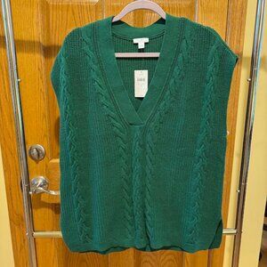 NWT- J Jill Sweater Vest, Green, Size M